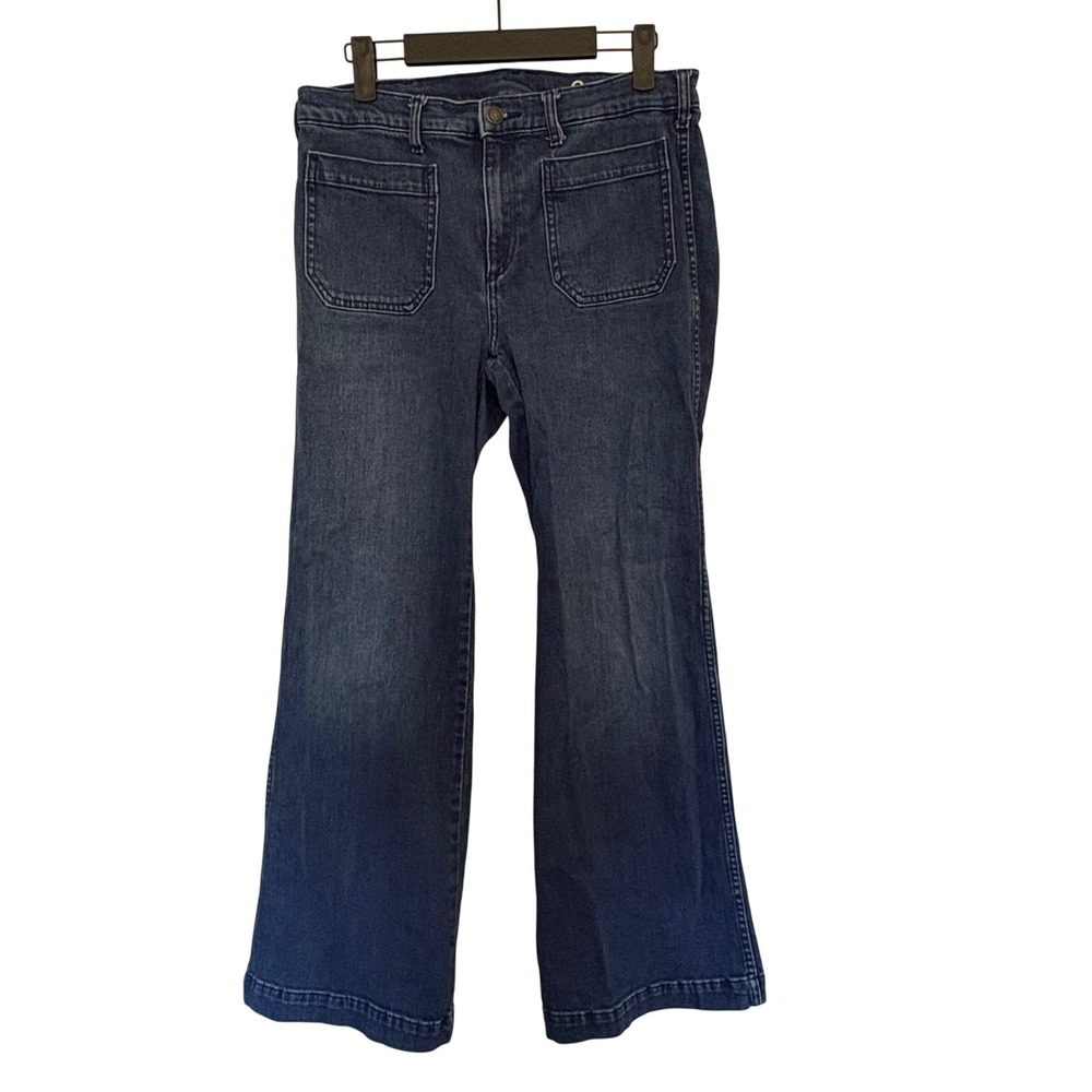 Gap 1969 High Rise 70s Flare Jeans 31S Patch Pocket Retro Boho Hippie Denim